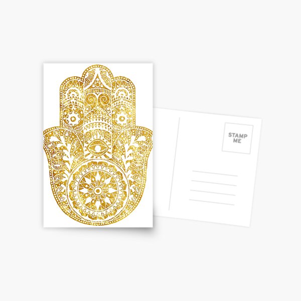 White Gold Hamsa Hand Postcard