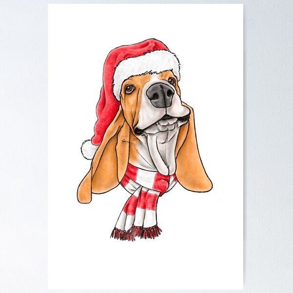 Christmas Basset Poster