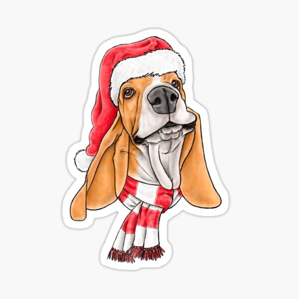 Christmas Basset Sticker