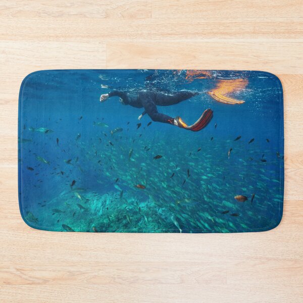 Item preview, Snorkeling in Mediterranean sea with many fish underwater designed and sold by Seaphotoart.