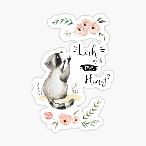 Item preview, Racoon and flowers designed and sold by SashaMaslo.