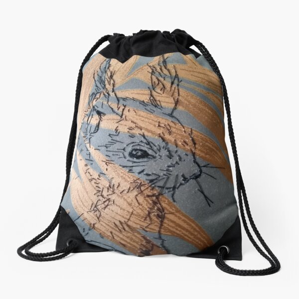 Red Squirrel Artwork Drawstring Bag