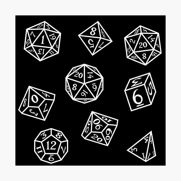 Item preview, RPG Dice Pattern - Black & White designed and sold by beffles.