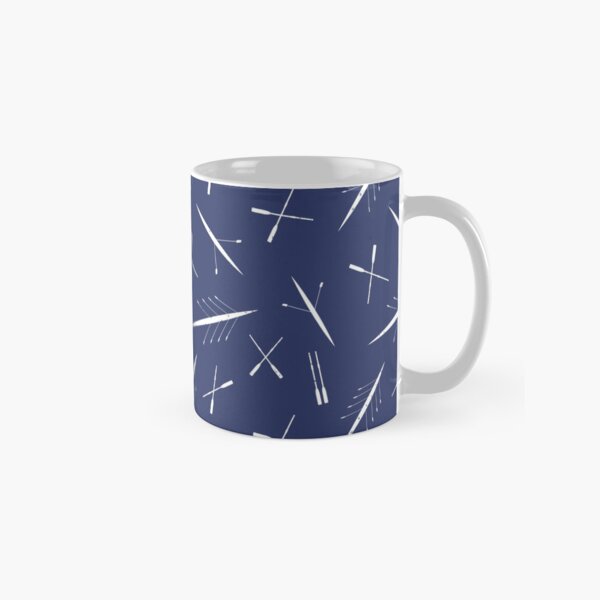 Rowing Club Navy Blue and White Scull Pattern Classic Mug