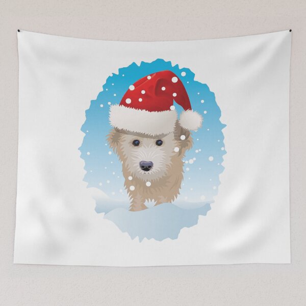 Item preview, A cute Cockapoo dog set in a snowy Christmas scene designed and sold by Gerald Waters.