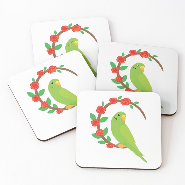 Item preview, Budgie on a wreath of flowers designed and sold by jazzydevil.