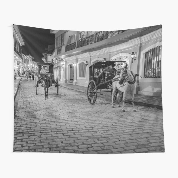 Vigan City, Philippines (black and white) Tapestry