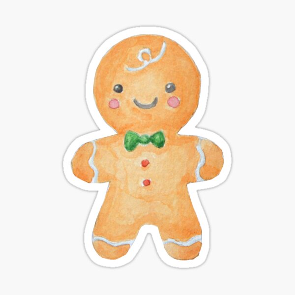 Cute Watercolour Gingerbread Man Sticker