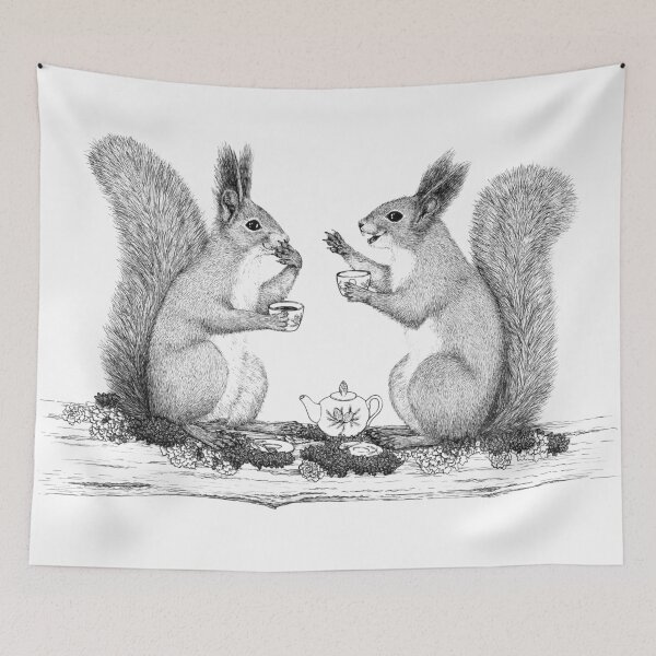 Item preview, Squirrels drinking tea and chatting designed and sold by Simut-P.
