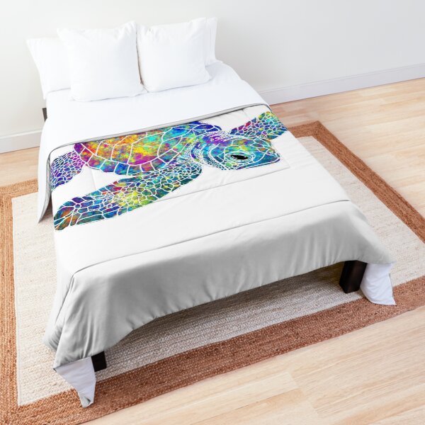 Sea Turtle Watercolor Art Comforter