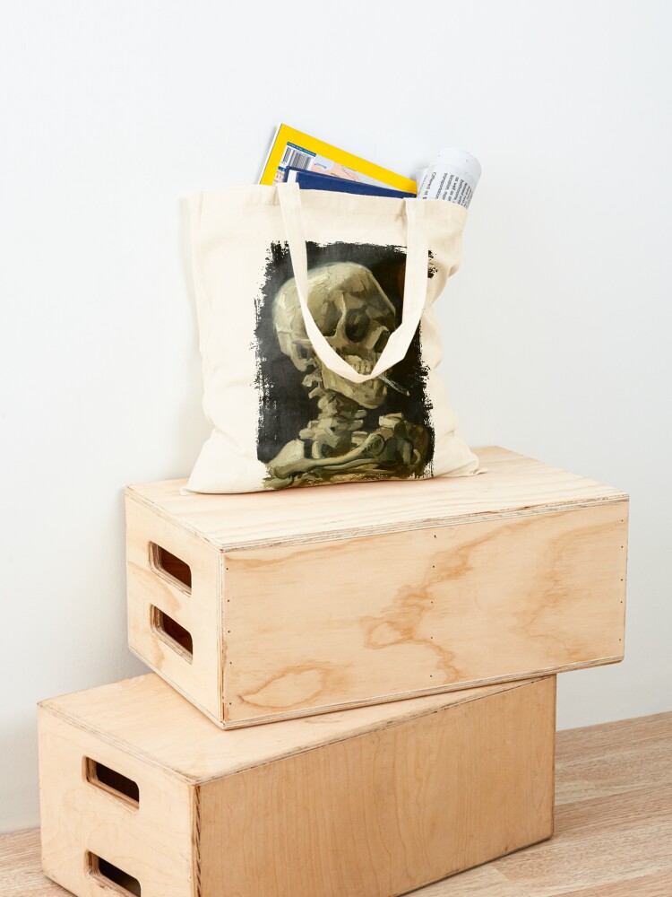 Alternate view of Skull Of A Skeleton With A Burning Cigarette - Vincent Van Gogh Tote Bag