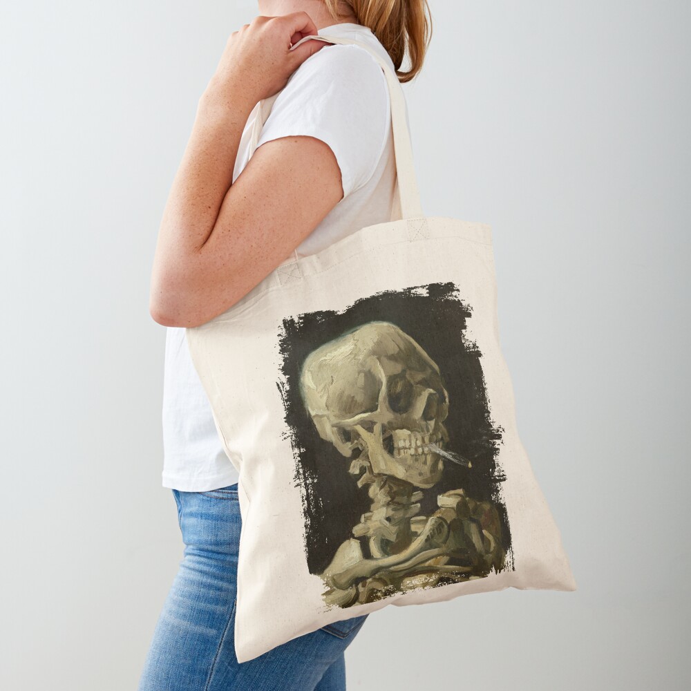 Skull Of A Skeleton With A Burning Cigarette - Vincent Van Gogh Tote Bag