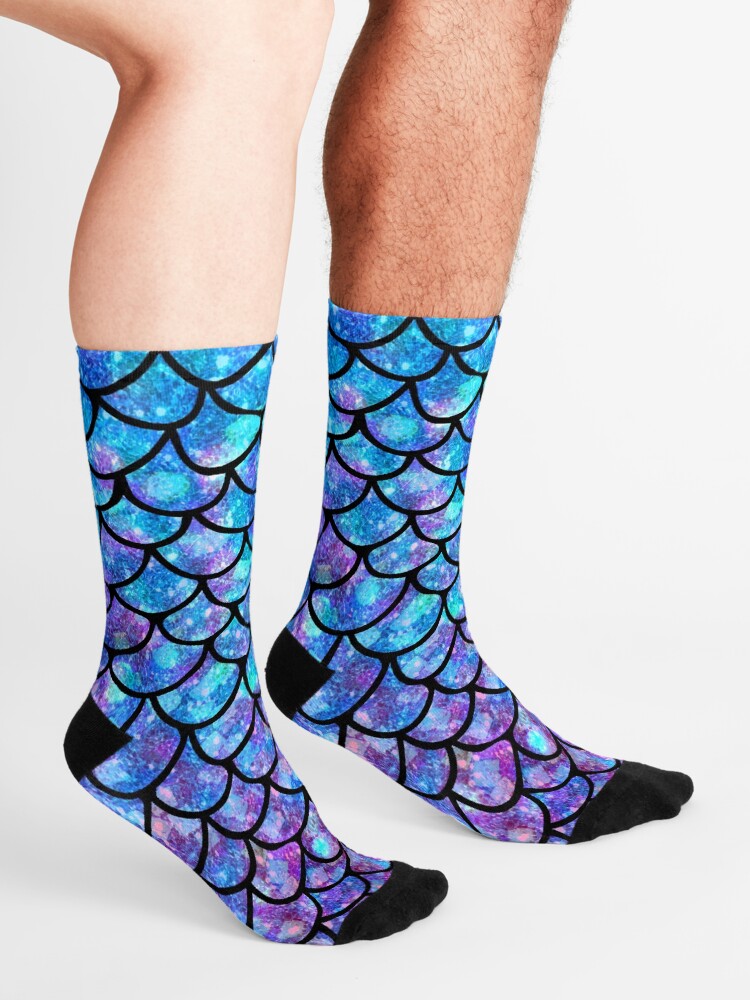 Alternate view of Purples & Blues Mermaid scales Socks
