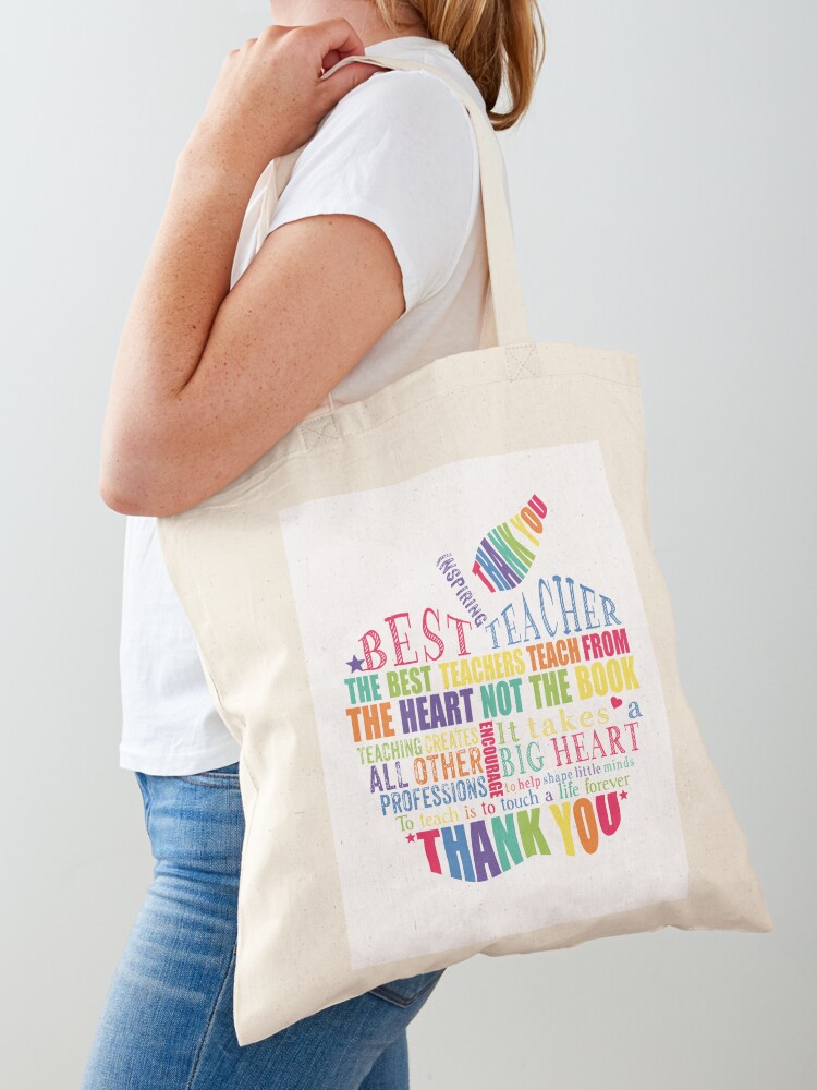 Teacher Tote Bag Teacher Life Vintage Rainbow Gifts For Teachers Canvas  Handbag Shoulder Bag