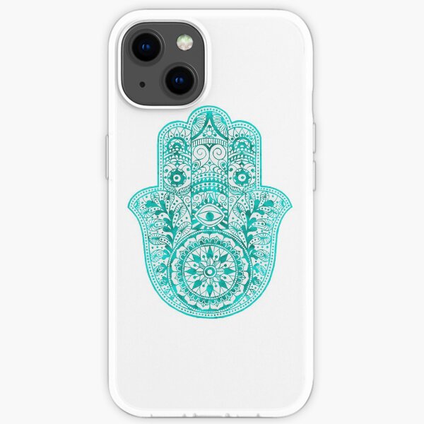 Main de Hamsa turquoise Coque souple iPhone