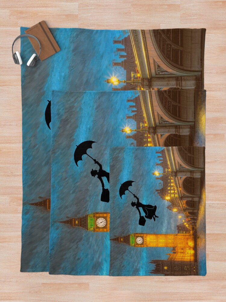 Alternate view of Magical Nanny Over London Throw Blanket