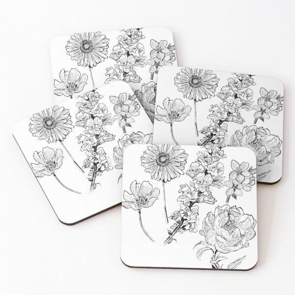 Item preview, Flower Sketch Illustration - Gerbera, Snapdragon, Rose, Plum Blossom, Cosmos designed and sold by pixiegutsGB.