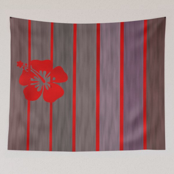 Item preview, Red Hibiscus Flower on Stripes designed and sold by BloomCatB.