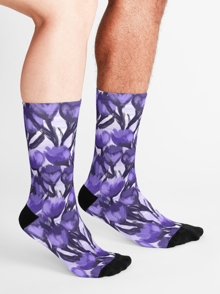Women Men Tulips On Light Green Pattern Cushion Ankle Socks