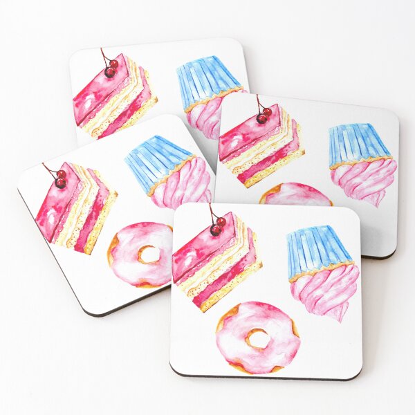 Item preview, Watercolor Cake Slice Cupcake Donut Doughnut Illustration Cute designed and sold by kristinedesigns.