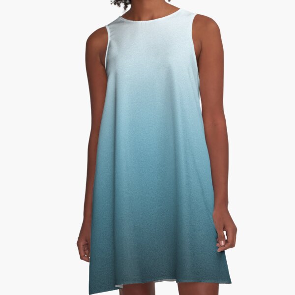 Silver Gray and Ocean Blue Ombre A-Line Dress