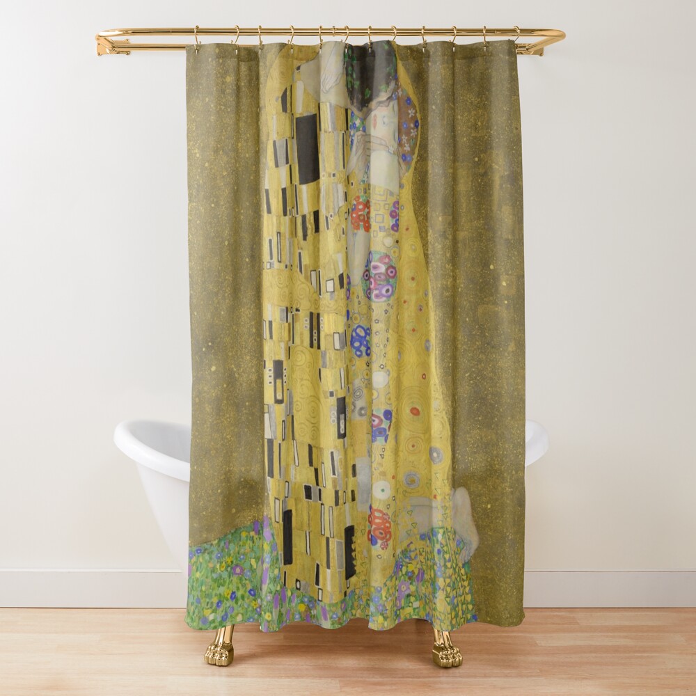 Hooks The Kiss Gustav Klimt Couple Art Boho Chic Fabric Shower Curtain 