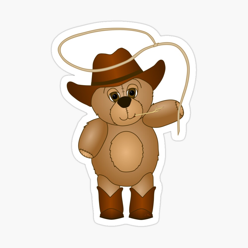 Cute Cartoon Teddy Bear Cowboy