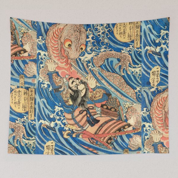 Item preview, Utagawa Kuniyoshi: Japanese Samurai fighting salamander designed and sold by Madjack Tees Kiwi SuperStore.