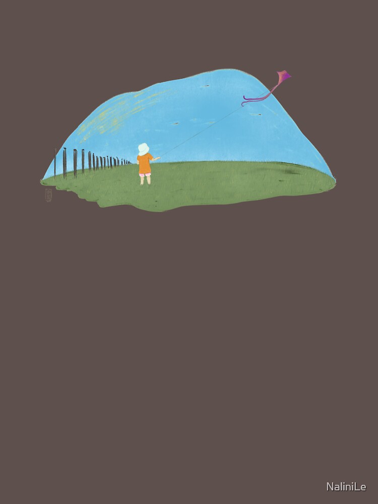 A girl flying a kite naive illustration by NaliniLe