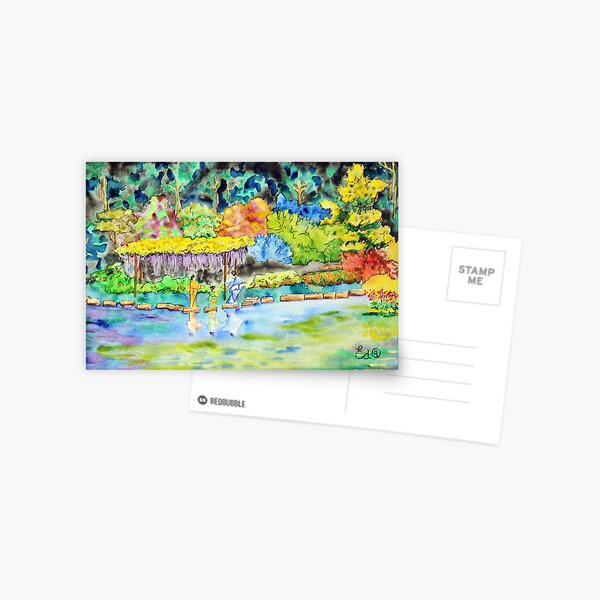 "Walking on Water" Japanese Garden series Postcard