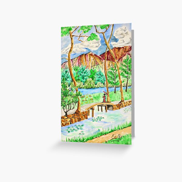 " the Bridge" Japanese Garden series Greeting Card