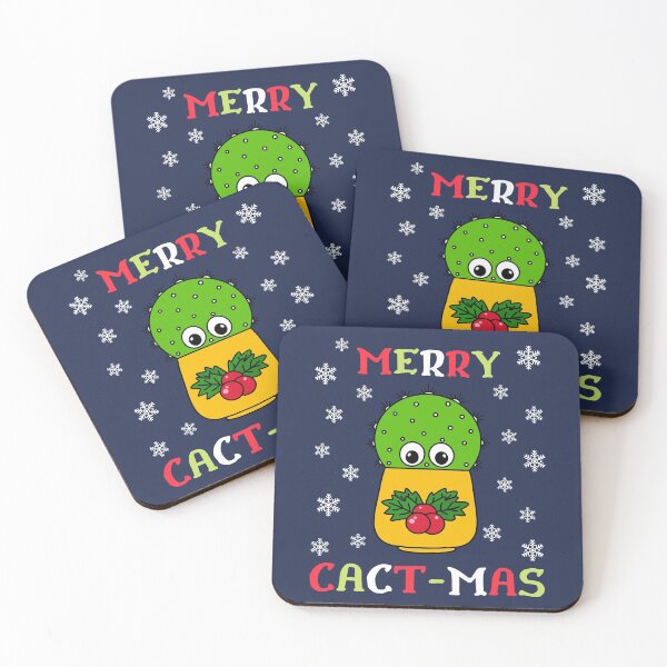 Item preview, Merry Cact Mas - Cute Cactus In Christmas Holly Pot designed and sold by DreamCactus.