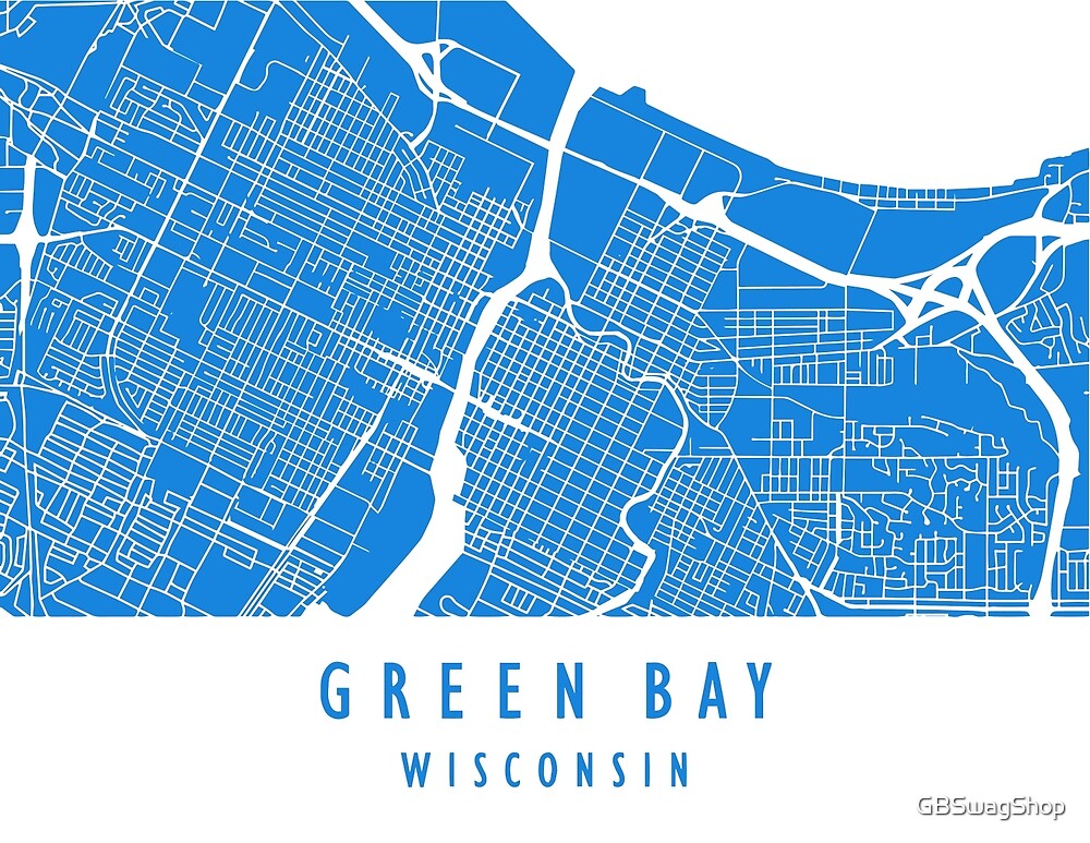 "Green Bay Map Art - Blue" by GBSwagShop | Redbubble