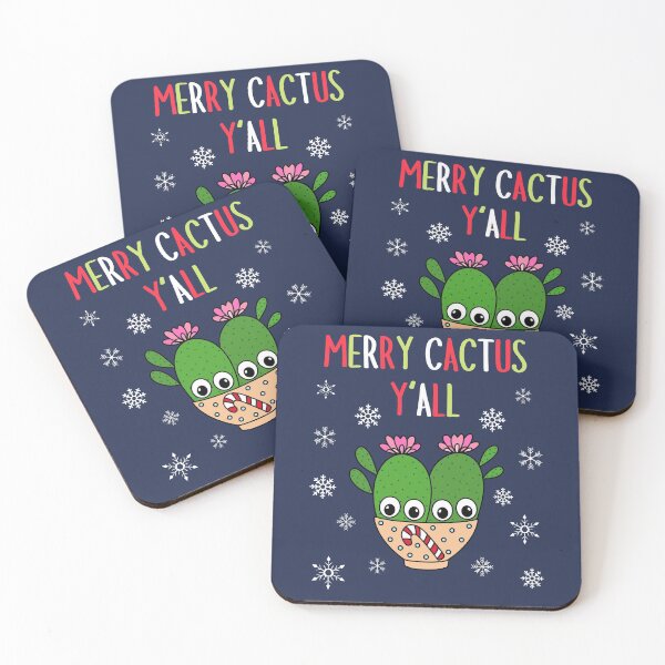 Item preview, Merry Cactus Y'all - Cacti Couple In Christmas Candy Cane Bowl designed and sold by DreamCactus.