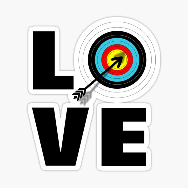 Love Archery Target Board Word Art Graphic Sticker