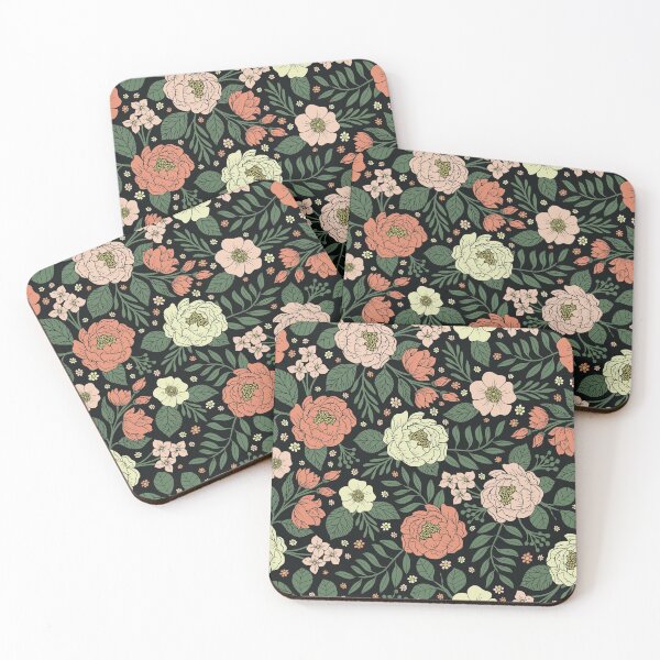 Item preview, Peach, Green & Coral Floral Pattern designed and sold by somecallmebeth.