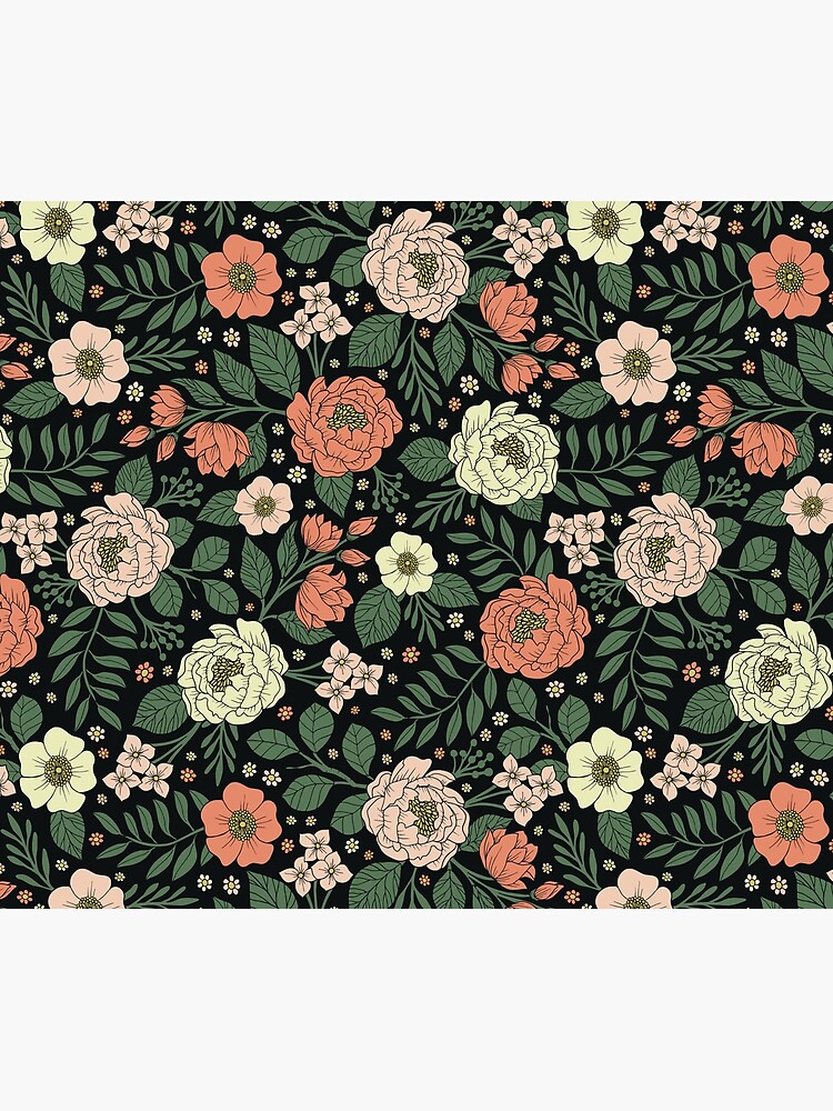Peach, Green & Coral Floral Pattern by somecallmebeth