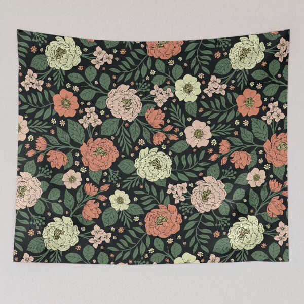 Item preview, Peach, Green & Coral Floral Pattern designed and sold by somecallmebeth.