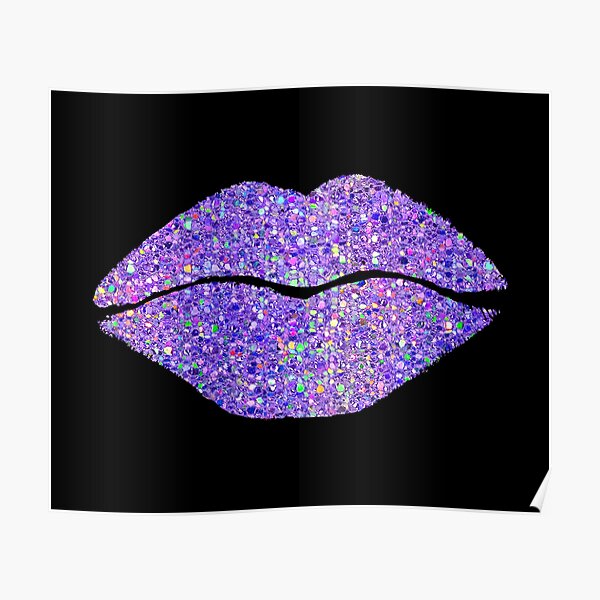 Stardust Kiss Purple Lipstick On Pouty Lips Fashion Art Poster By Glimmersmith Redbubble 7992