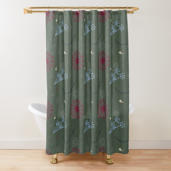 Seasonial winter vector with Snowflakes and other hand drawn images Shower Curtain