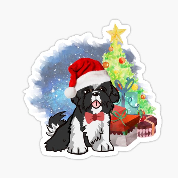 A Shih Tzu Christmas Sticker