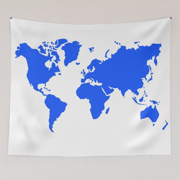 Item preview, Blue world map designed and sold by dreamtravel.