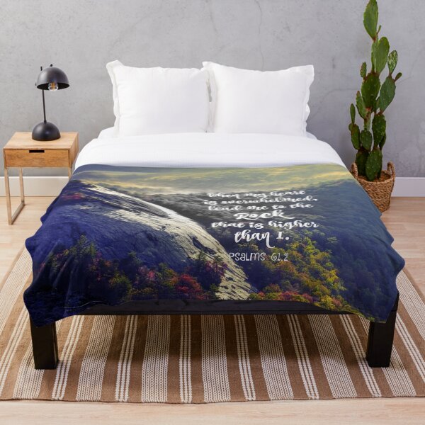 When my Heart is Overwhelmed Bible Verse Throw Blanket