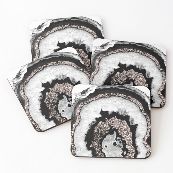 Item preview, Gray Black White Agate with Rose Gold Glam #1b (Photo of Glitter Only - Not Reflective) designed and sold by Anita's & Bella's Art.