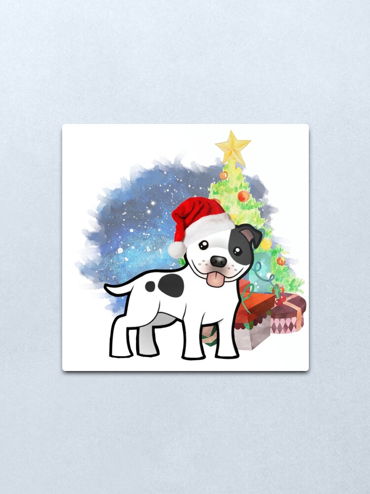 Alternate view of A Staffy Christmas Metal Print