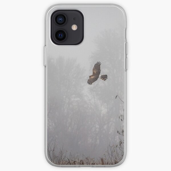 Northern Harrier Hunting in Morning Fog iPhone Soft Case