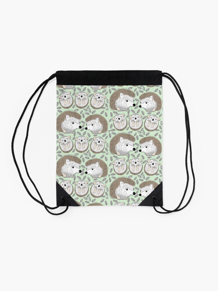 Alternate view of A Family of Hedgehogs Drawstring Bag