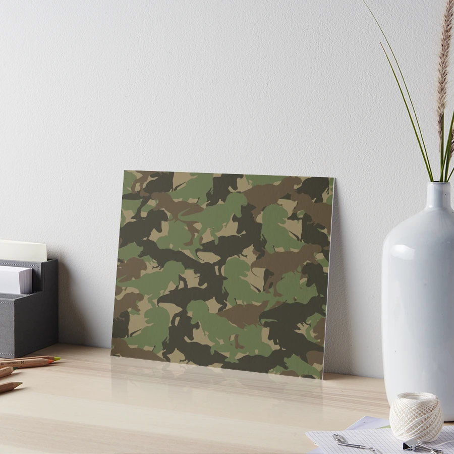 ARTCANVAS Army Green Brown Black Camo buy Camouflage Dinosaur T Rex Pattern Canvas Art Print