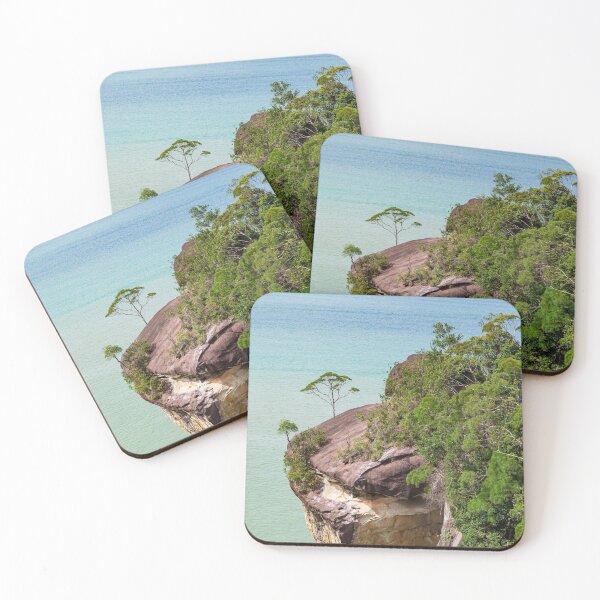 Item preview, Cliff and trees at ocean shore landscape designed and sold by Juhku.