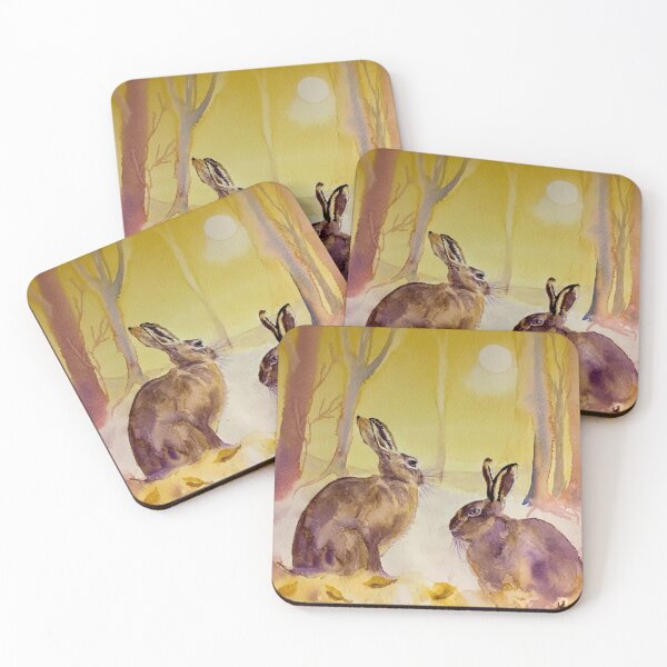 Item preview, Through Thick and Thin: Watercolour Painting of Hares in Winter designed and sold by Double Dutch Designs.